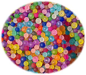 Perlenset mit 30 Glasperlen gefrostet 8 u. 10 mm Loch 1 mm