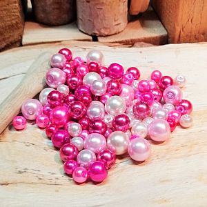 Perlenset 100 Glaswachsperlen rosa pink 6 - 10 mm
