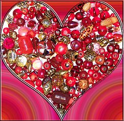 Perlenset mit über 100 Perlen rote Liebe 80g Materialmix 6 -30 mm
