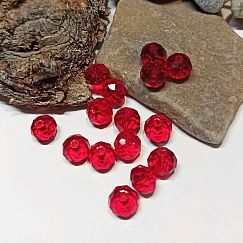 30 Glasperlen Abacus Faceted 8 x 6 mm rot transparent